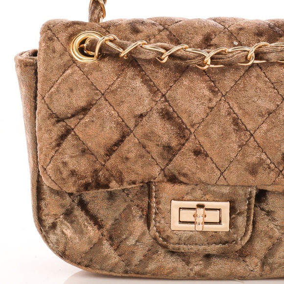 CLASSIC QUILTED VELVET SHOULDER BAG mocha - Picture 8 of 8